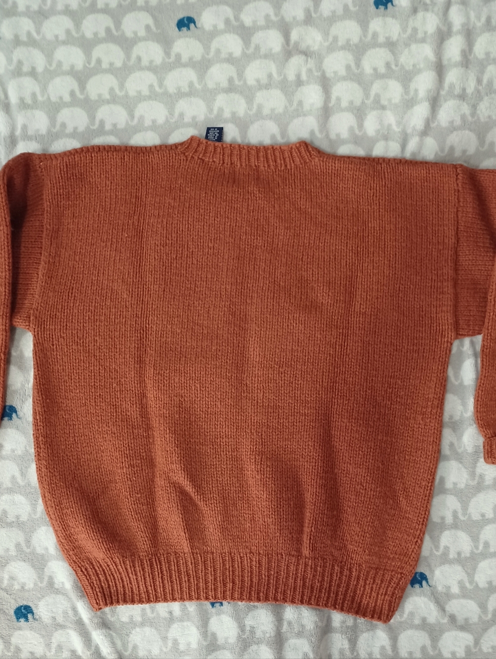GAP 1989 Handknit Vintage Orange Sweater Southwest Cactus Cow Skull Bull L Wool - Picture 8 of 10